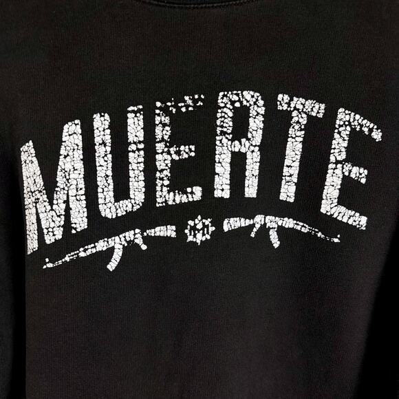 Men's Hasta Muerte Gun Logo Black Crewneck Sweatshirt Hustle Money - M - Picture 2 of 7